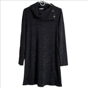 Malibu Days Women's Black Grey Long Sleeve Mock Neck Dress Size Medium
